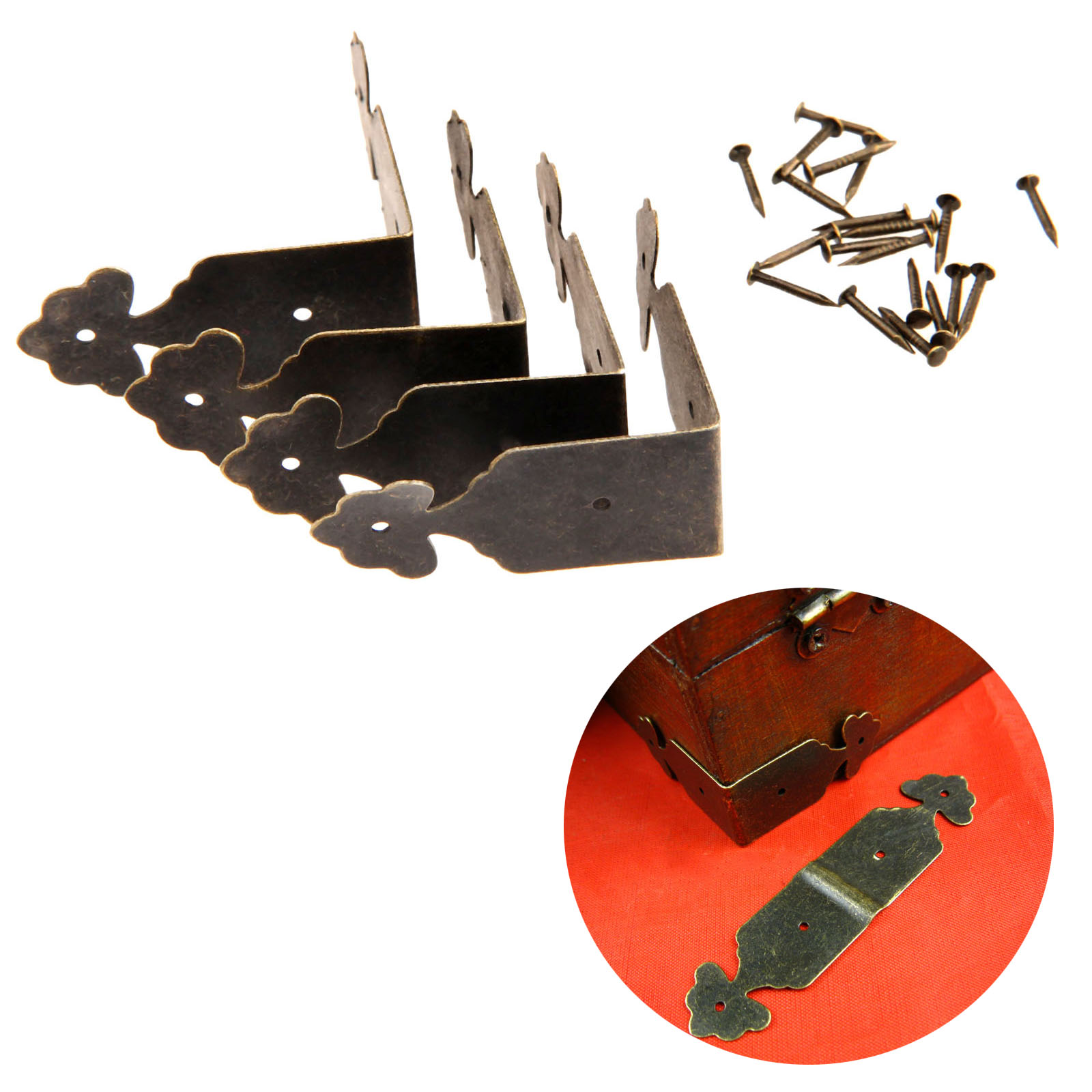 Furniture Hardware Antique - 4 adet dekoratif köşe koruyucular demir