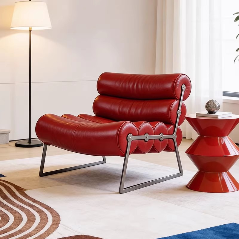 Furniture And Hardware Store - İtalyan Minimalist Tekerlekli Sandalye, Bordo Koltuk,