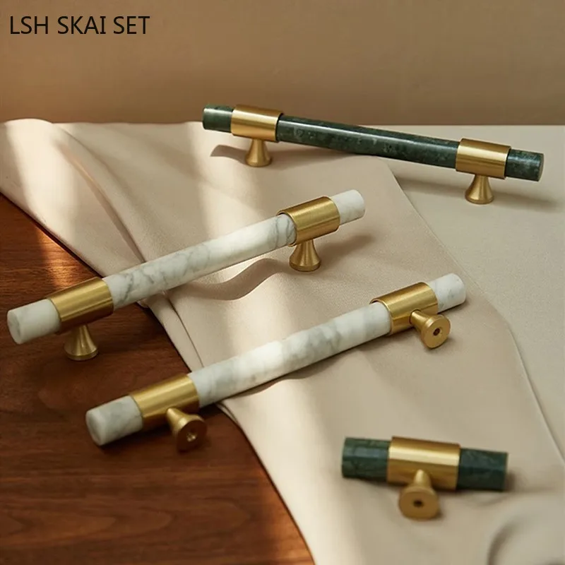 Furniture And Hardware Supplies - 1 adet mermer pirinç kolu Nordic